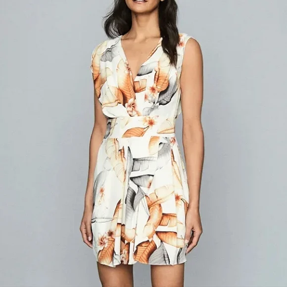 NWT REISS | $370 Dione Leaf Print Dress - Picture 1 of 7